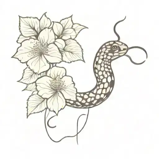Snake And Hydrangea Flower