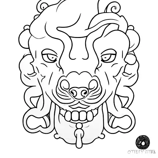 Medusa De Perfil Soplando Un Diente De Leon