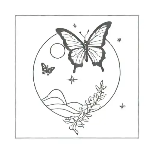 Snow And Moon And Butterfly