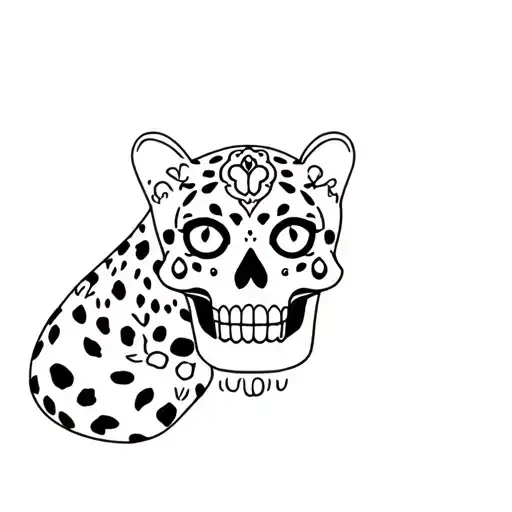 Cute Leopard Hugs A Sugar Skull