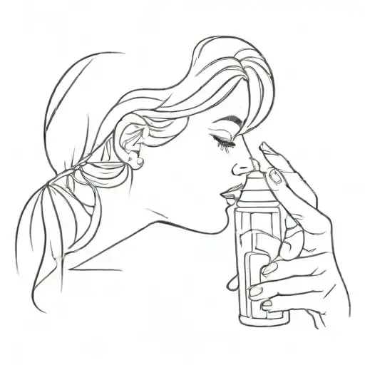 Woman Snorting Line Of Coke