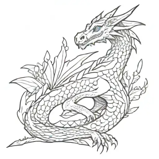 Minimalist Young Dragon No Detail Linework