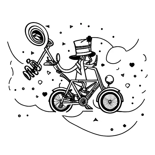 Combination Of Bike And Trumpet In A Tattoo Design Inspired By Ska-pop Punk Music