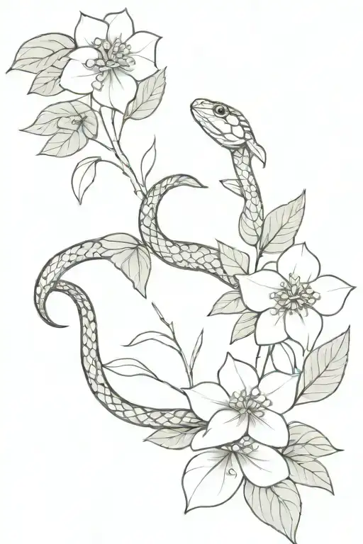 Snake And Hydrangea Flower