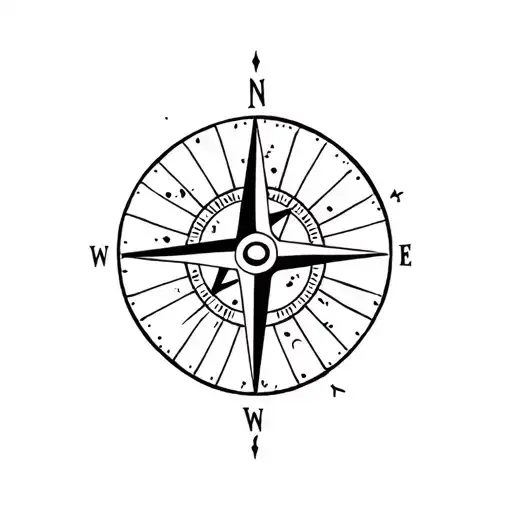 Compass With The Moon And Sun Rays