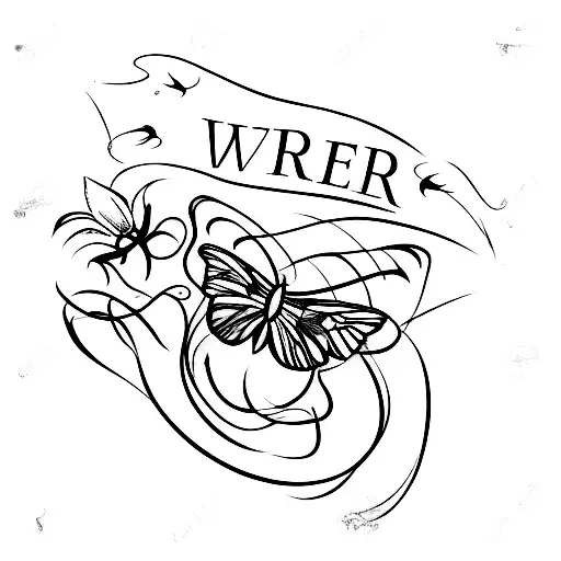 The Word Rare In Cursive With A Butterfly Landed On The Word