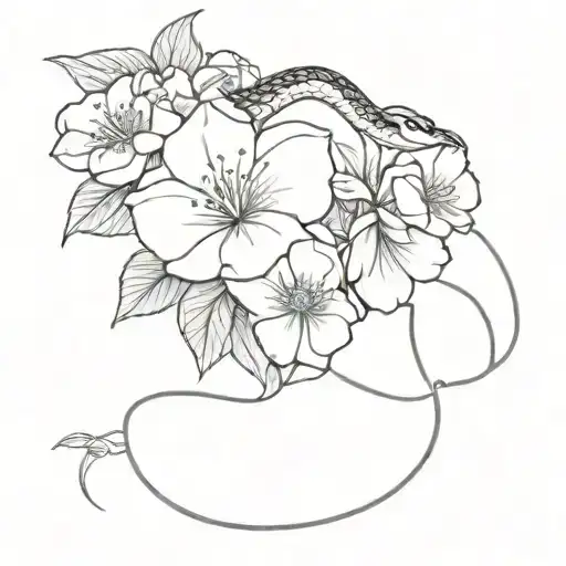 Snake And Hydrangea Flower