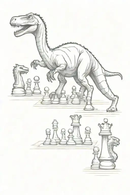 Dinosaur Playing Chess