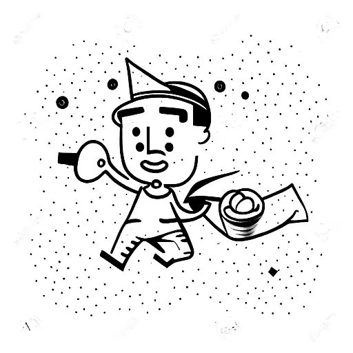 Cartoon Figure With Paperbag On Head