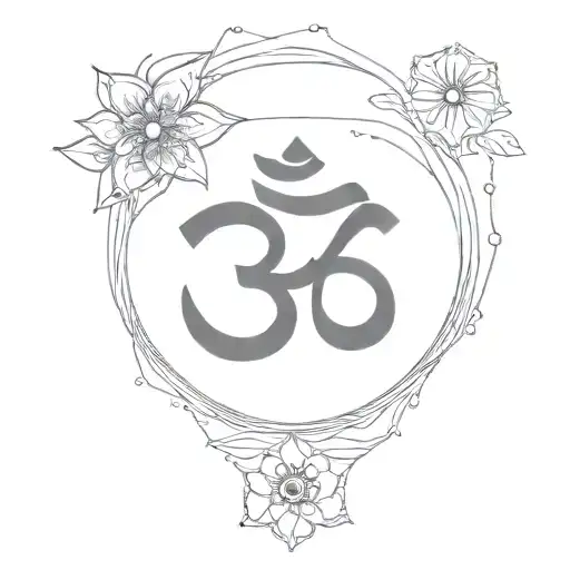 Om Symbol And Daysi Flower Blooming