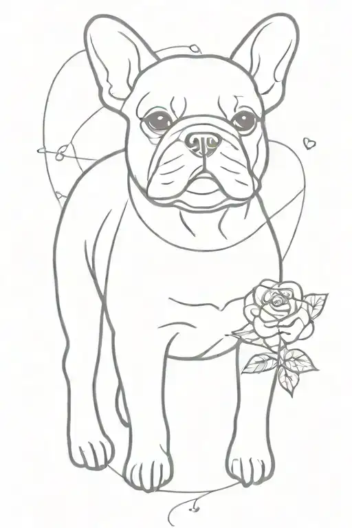 French Bulldog Flower Intertwined
