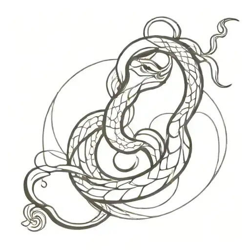 An Abstract Minimalist Design Of A Snake Forming The Shape Of The Mantra 'Om Namah Shivay'