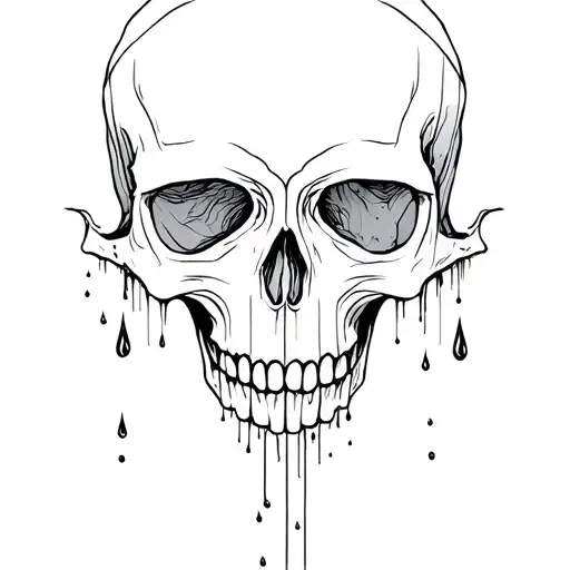 Front Facing Skull With Negative Space Tears Flowing