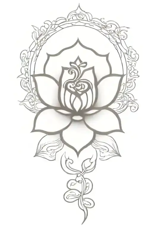 Om Symbol And Daysi Flower Blooming Lotus Flower