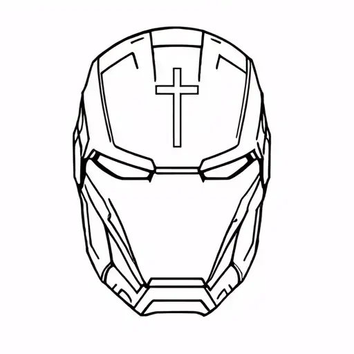Ironman Helmet Facing To The Left And Have Of A Christian Cross On The Right Of The Helmet