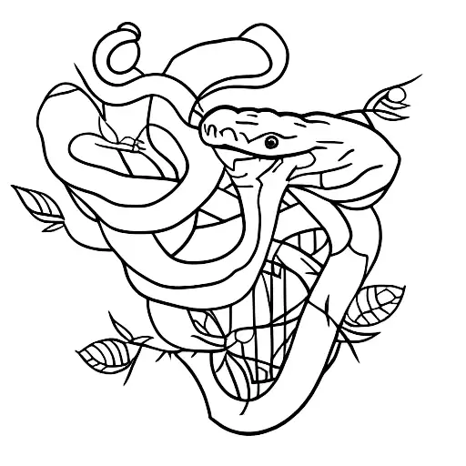 Snake With Thorns And Wild Flowers