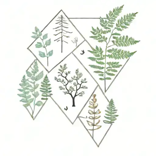 Aspen Trees And Ferns And Diamond Shape