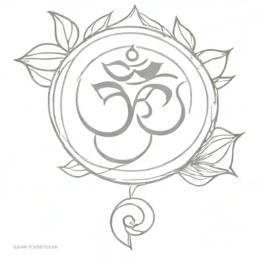 Om Symbol And Daysi Flower Blooming