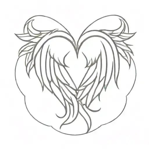 Angel Wings And Heart-shaped Clouds