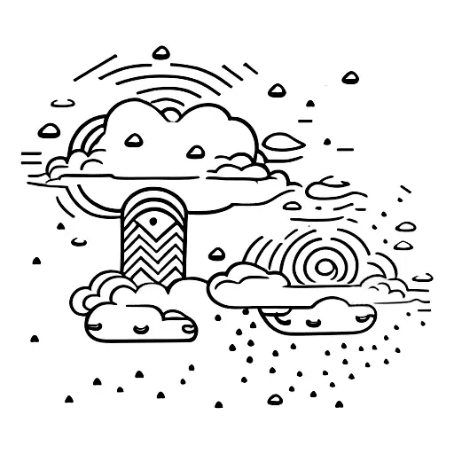 A Cloud That Looks Like The Ones On The Weather Segment Of News With Three Raindrops Falling From It