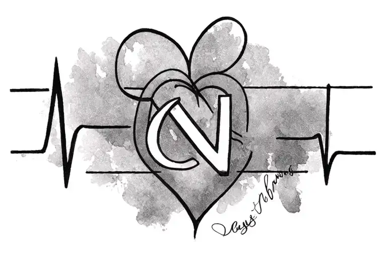 The Letter C And N Infinity Symbol Heart Beat Line