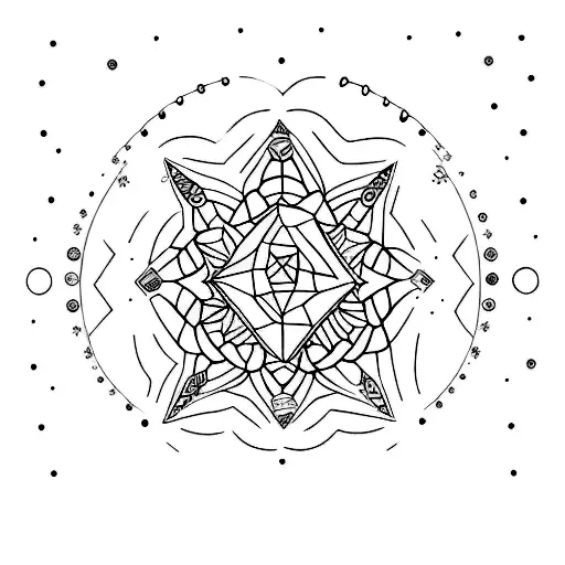 Straight Line Verticle Tattoo With Moon And Crystals