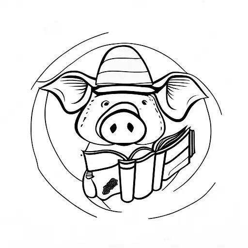 Pig Reading A Book