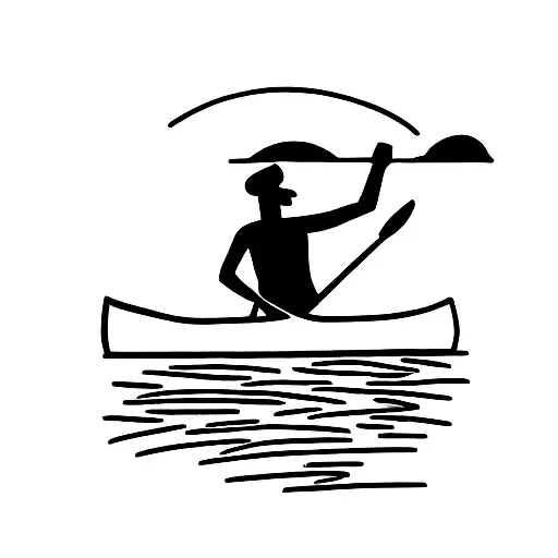 Man And His Dog On Canoe