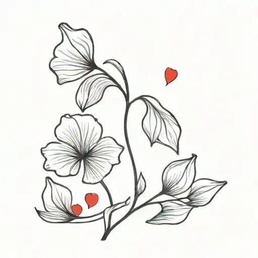 Black Ginko Leaves With Red Tulips