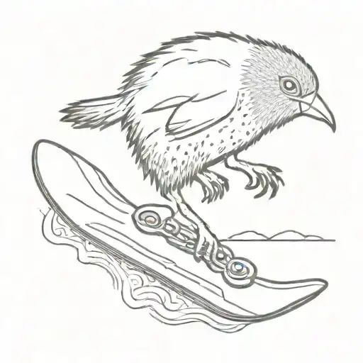 A Kiwi Bird Riding A Snow Board