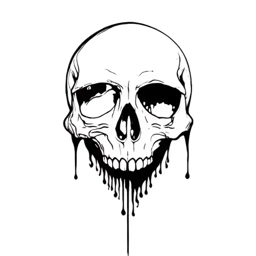 Front Facing Skull With Negative Space Tears Flowing