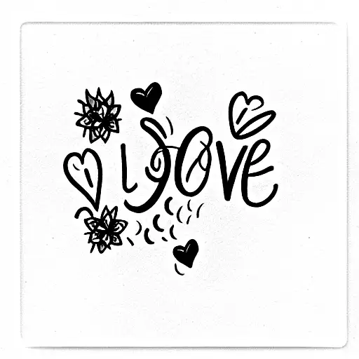 The Word Love With Flowers