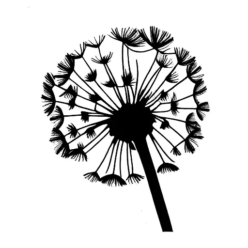 Dandelion With Stem And Fern Leaf