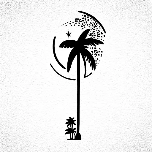 Moon And Palm Tree