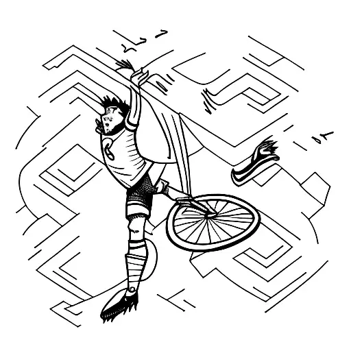 Soccer Player Doing A Bicycle Kick With Penguin Feathers Flying Around