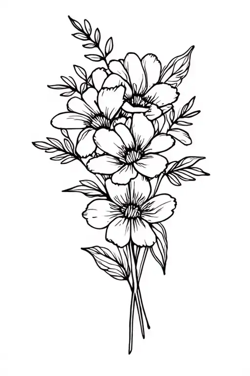 May Birth Flower And October Birth Flower Bouquet Fine Line