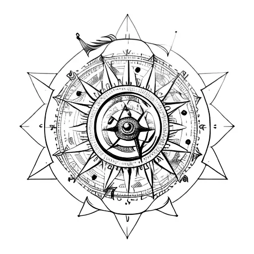 A Lion Sailing On A Compass Rose