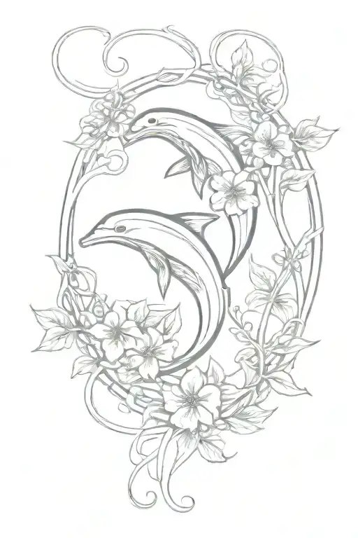 Celtic Dolpin With Morning Glory Vine Wrapping