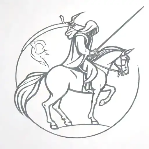 Simple Grim Reaper With Scythe Riding A Unicorn