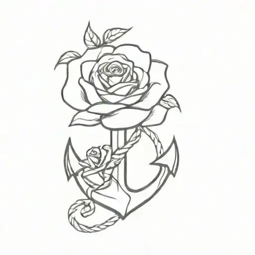 Anchor With Rose Growing Behind