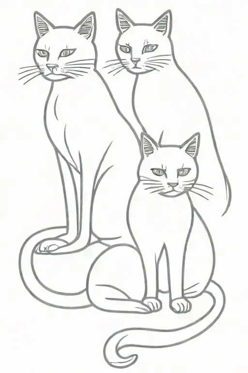 Porcelain Cats Black And Gray