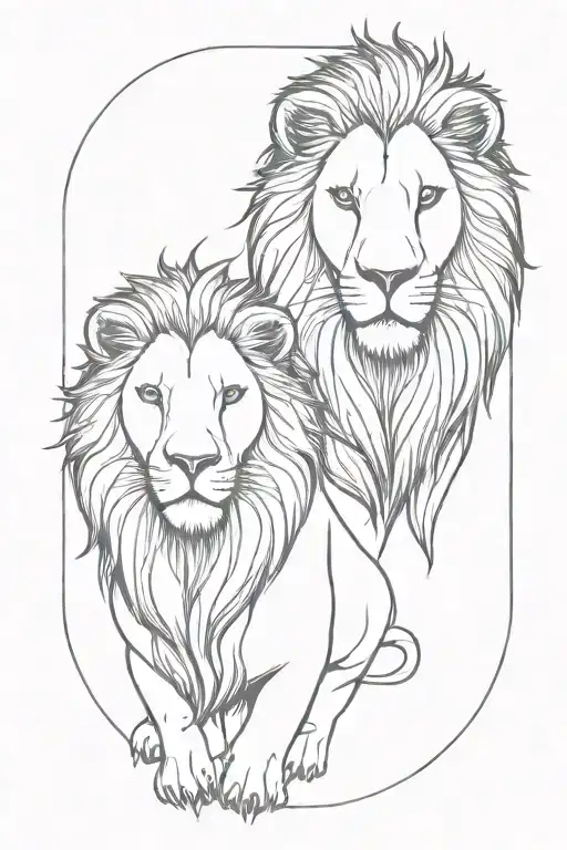 Lion And Lamb Faces Stare
