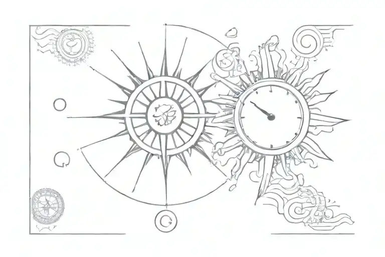 Sun And Alarmclock Seperated With Text On Them Q And D