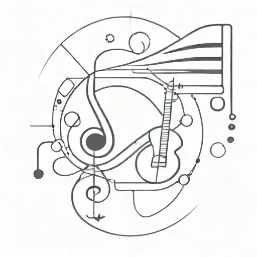 A Minimalist Tattoo Design Combining Elements Of Music And Cinema
