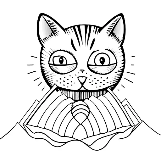 Cat Sat On A Stack Of Books