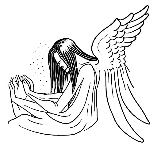 Blind Crying Angel Woman