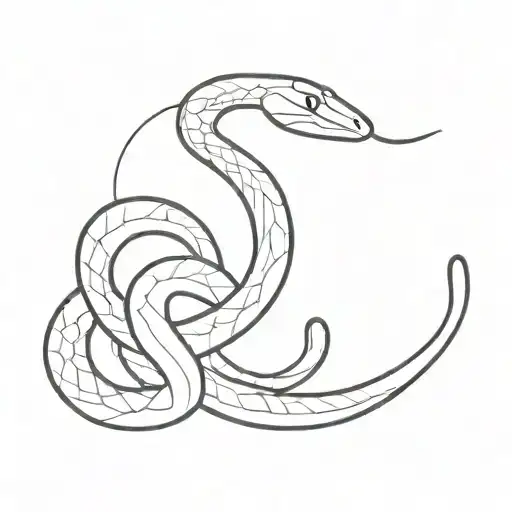 Minimalist Snake Crawling Full Body Shaped Like Black And White