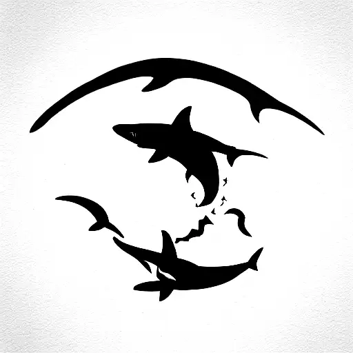 Shark Silhouette With Color Red