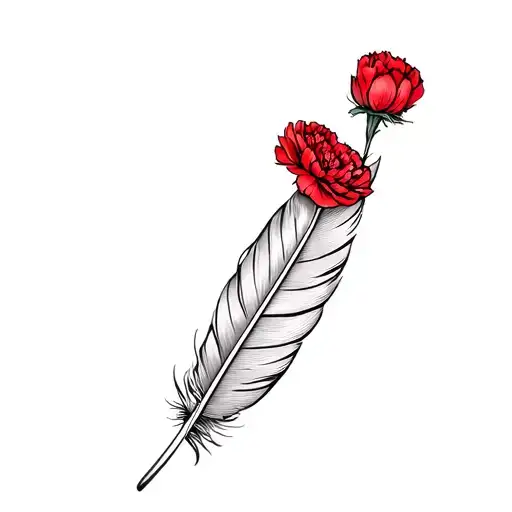 Feather And A Red Carnation