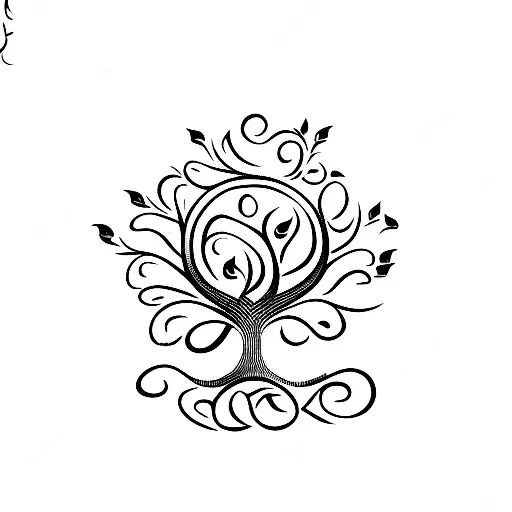 Tree Of Life With Writing Around Periphery